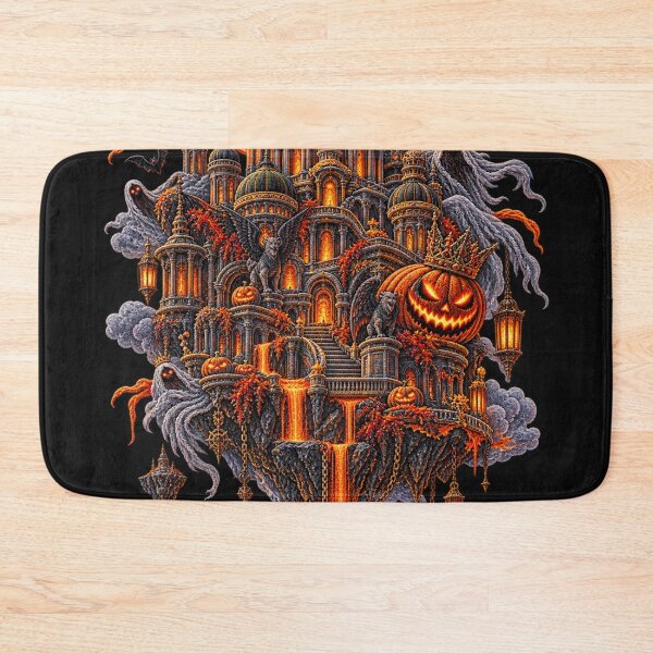 Item preview, Halloween Floating Haunted Castle – Embroidered Gothic Pumpkin Fantasy Art designed and sold by Emoji Emblems.