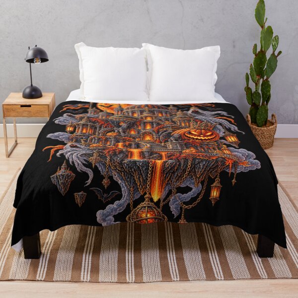 Item preview, Halloween Floating Haunted Castle – Embroidered Gothic Pumpkin Fantasy Art designed and sold by Emoji Emblems.