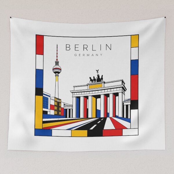 Item preview, Berlin Mondrian style poster 3D designed and sold by CMYKStudio.