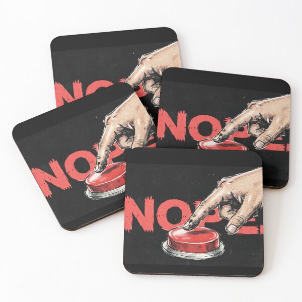Aperçu de l'œuvre Chemise Nope – Streetwear minimaliste – Esthétique grunge Y2K à boutons rouges créée et vendue par FurryPrintLab-FurryPrintLabDesign.