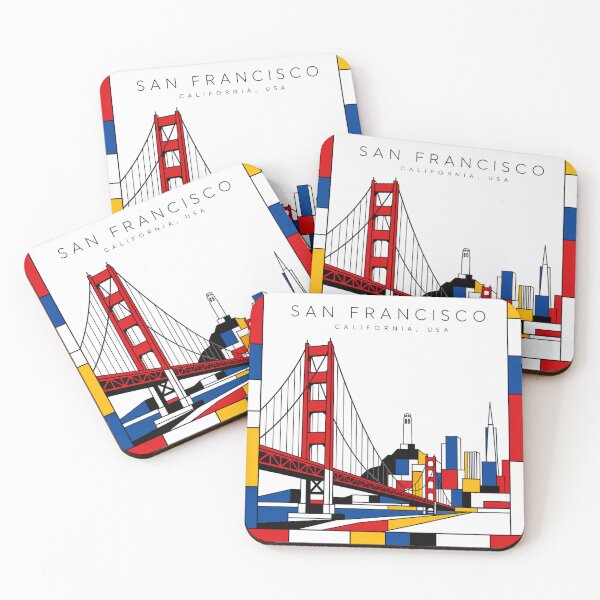 Item preview, San Francisco Mondrian style poster 3D designed and sold by CMYKStudio.