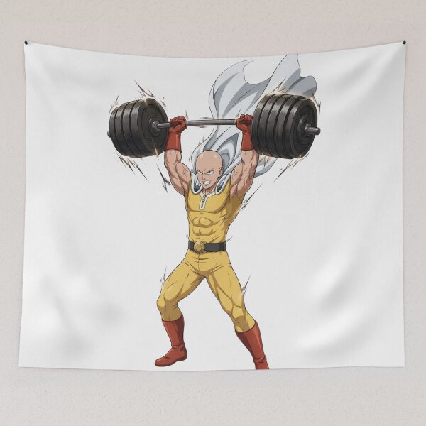 Item preview, Saitama Lifting Weights - Strength Training Anime One Punch Man designed and sold by FreakToons.