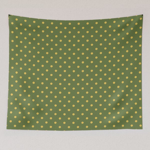 Item preview, Olive Green and Mustard Yellow Polka Dots | Retro Yellow Dots on Green Pattern | Vintage Green and Mustard Dotty Pattern | Retro Yellow and Green Polka Dot Seamless Pattern designed and sold by VivaFy.