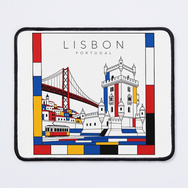 Item preview, Lisbon Mondrian style poster 3D designed and sold by CMYKStudio.