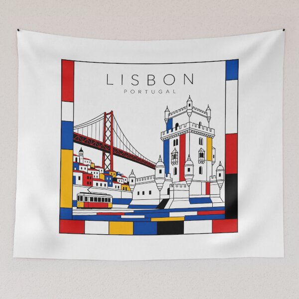 Item preview, Lisbon Mondrian style poster 3D designed and sold by CMYKStudio.