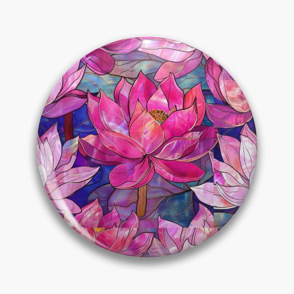 Item preview, Elegant Pink Magenta Lilies (Faux) Stain Glass Art designed and sold by DEC02.