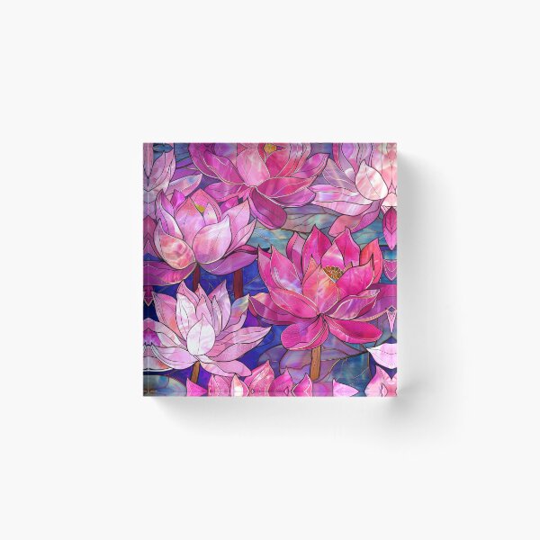Item preview, Elegant Pink Magenta Lilies (Faux) Stain Glass Art designed and sold by DEC02.