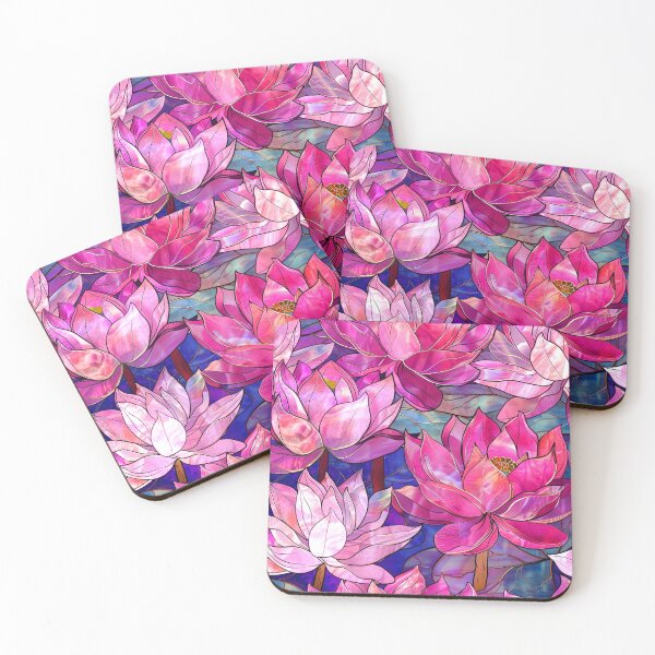 Item preview, Elegant Pink Magenta Lilies (Faux) Stain Glass Art designed and sold by DEC02.