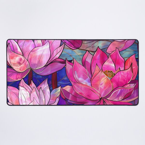 Item preview, Elegant Pink Magenta Lilies (Faux) Stain Glass Art designed and sold by DEC02.