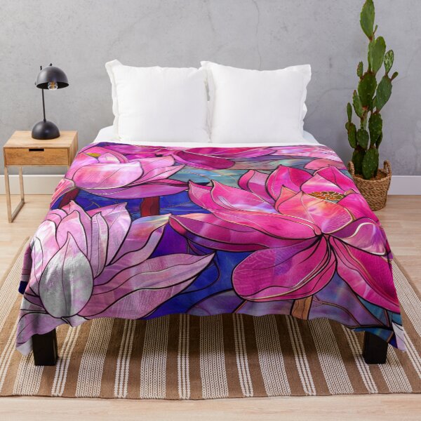 Item preview, Elegant Pink Magenta Lilies (Faux) Stain Glass Art designed and sold by DEC02.