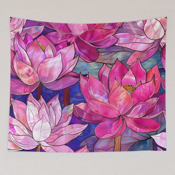 Item preview, Elegant Pink Magenta Lilies (Faux) Stain Glass Art designed and sold by DEC02.