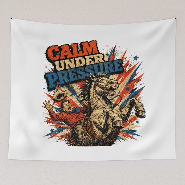 Item preview, Calm Under Pressure Cowboy Bucking Horse Comic designed and sold by chattsuede.