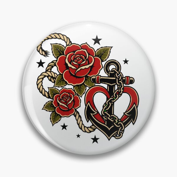 Item preview, Traditional Anchor Heart Tattoo Vintage Sailor Romance designed and sold by chattsuede.