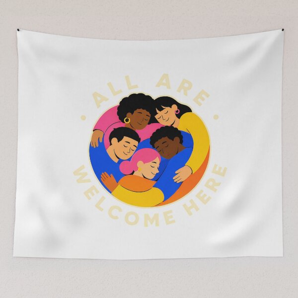 Item preview, All Are Welcome Here Diverse People Circle Hug designed and sold by chattsuede.