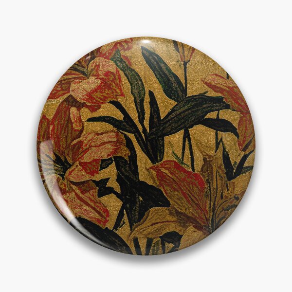Item preview, Vintage botanical lilies in rich ochre, crimson, and deep green. designed and sold by dibartstudio.