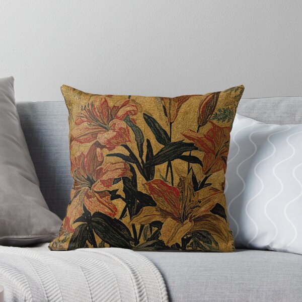 Item preview, Vintage botanical lilies in rich ochre, crimson, and deep green. designed and sold by dibartstudio.