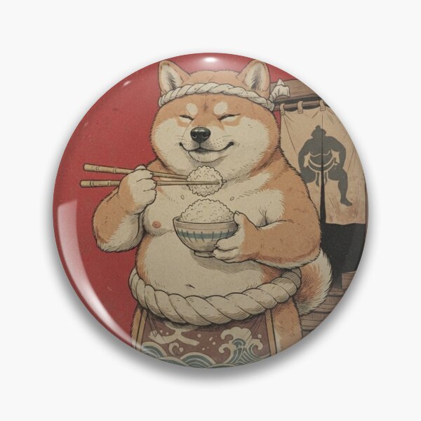 Item preview, Vintage Japanese Sumo Dog Eating Rice Art Poster designed and sold by ArtivoNest.