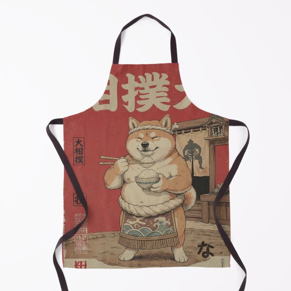 Item preview, Vintage Japanese Sumo Dog Eating Rice Art Poster designed and sold by ArtivoNest.