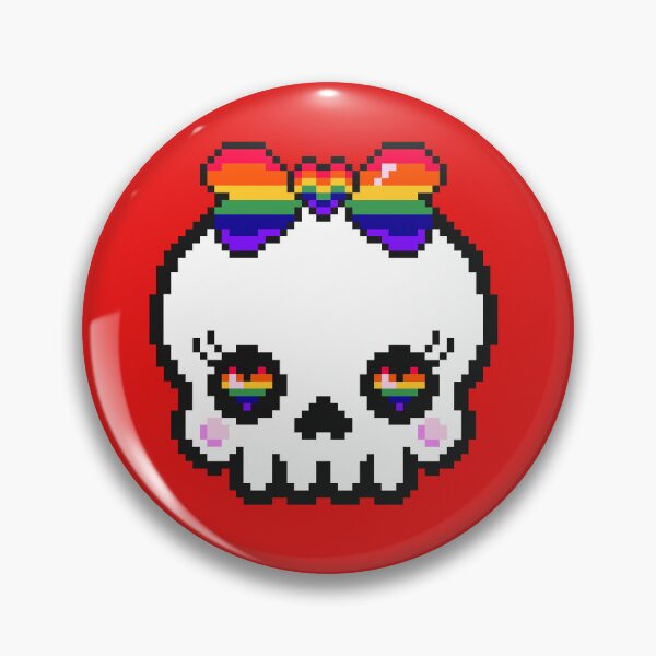 Item preview, Pixel Heart Skull (Rainbow) designed and sold by Wyrd Witchy Ways.