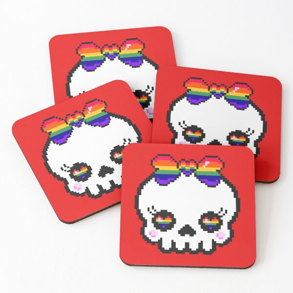Item preview, Pixel Heart Skull (Rainbow) designed and sold by Wyrd Witchy Ways.