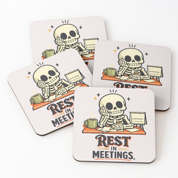 Item preview, Rest in Meetings Skeleton Office Humor Halloween Funny Design designed and sold by  MAD's Recreation Studio.