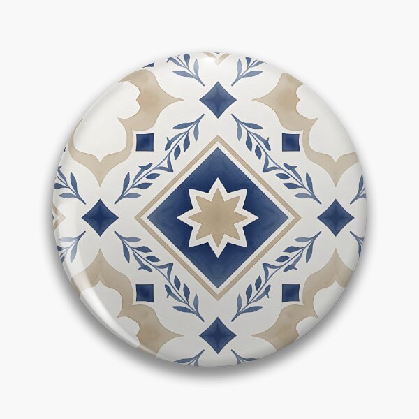 Item preview, Blue & Beige Moroccan Tile Pattern – Elegant Geometric Watercolor Design designed and sold by HappyOops.