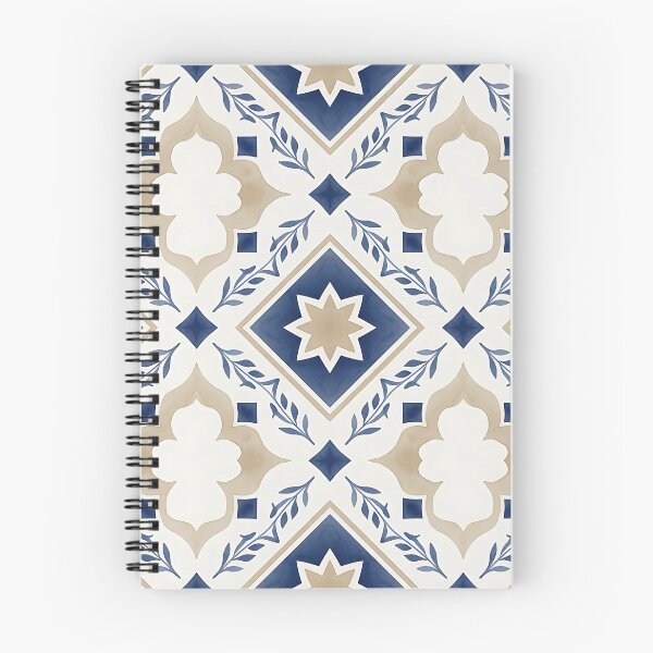 Item preview, Blue & Beige Moroccan Tile Pattern – Elegant Geometric Watercolor Design designed and sold by HappyOops.