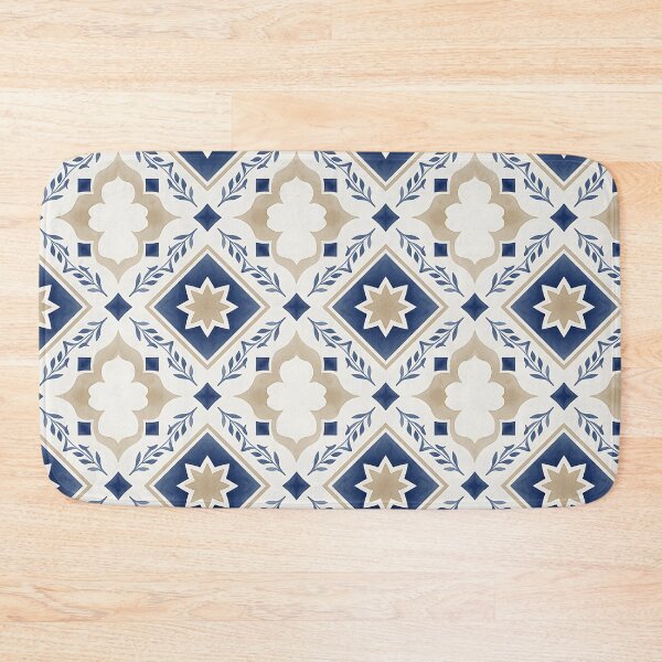 Item preview, Blue & Beige Moroccan Tile Pattern – Elegant Geometric Watercolor Design designed and sold by HappyOops.