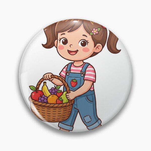Item preview, Cute Little Girl Carrying Fruit Basket Vector Illustration designed and sold by KaleeDesigns.