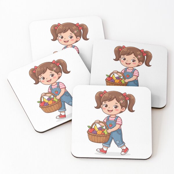 Item preview, Cute Little Girl Carrying Fruit Basket Vector Illustration designed and sold by KaleeDesigns.
