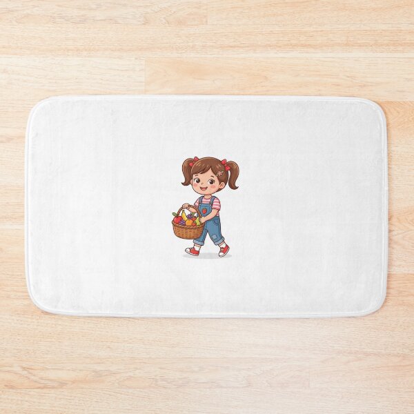 Item preview, Cute Little Girl Carrying Fruit Basket Vector Illustration designed and sold by KaleeDesigns.
