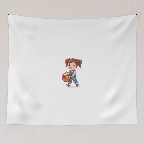 Item preview, Cute Little Girl Carrying Fruit Basket Vector Illustration designed and sold by KaleeDesigns.