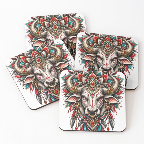Item preview, Ornamental Bull Mandala | Sacred Horned Animal Art designed and sold by ravuh.