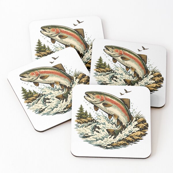 Item preview, Rainbow trout leaping through whitewater designed and sold by Daily Quirk.
