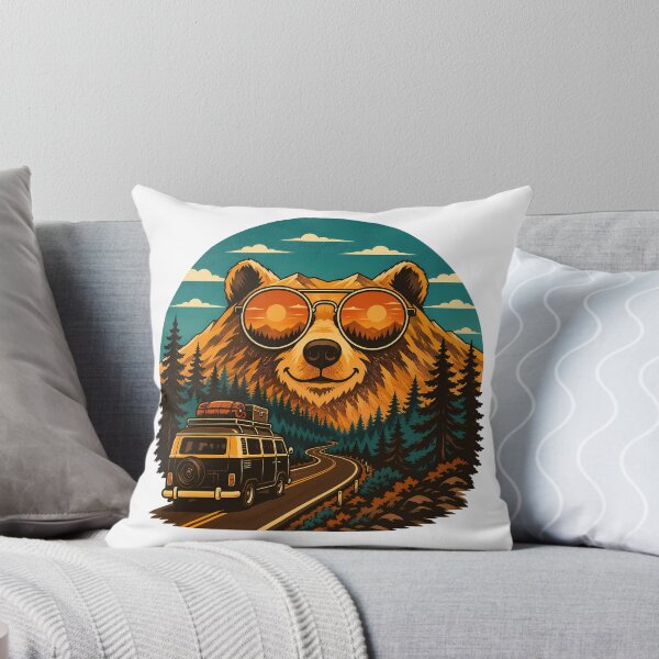 Item preview, Vintage Van Life Bear Camper Sunset Adventure designed and sold by chattsuede.