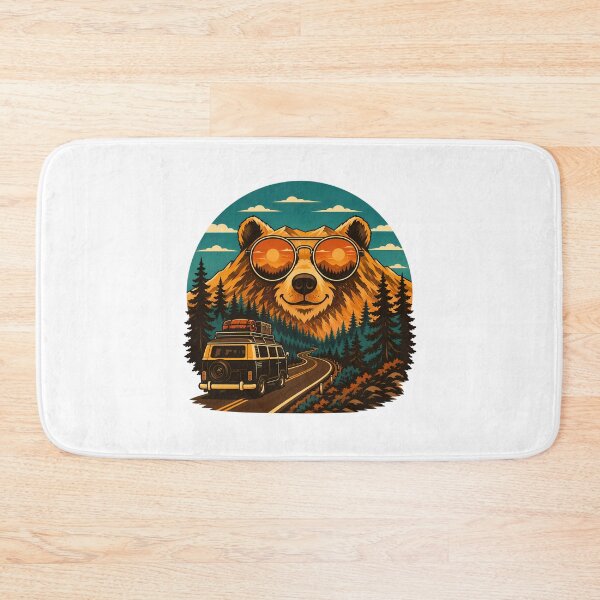 Item preview, Vintage Van Life Bear Camper Sunset Adventure designed and sold by chattsuede.
