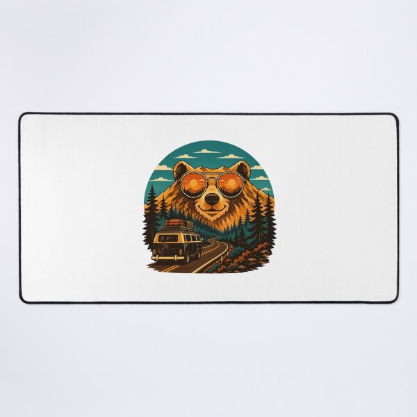 Item preview, Vintage Van Life Bear Camper Sunset Adventure designed and sold by chattsuede.
