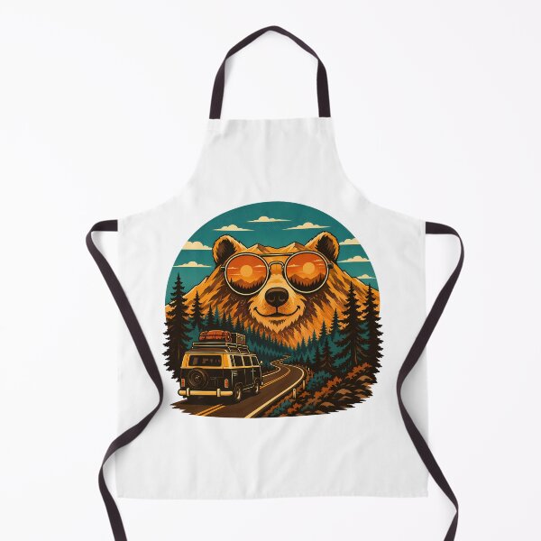 Item preview, Vintage Van Life Bear Camper Sunset Adventure designed and sold by chattsuede.