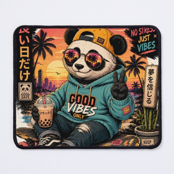 Item preview, Good Vibes Panda – Retro Skateboard Streetwear designed and sold by Molli98.