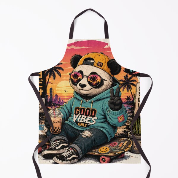 Item preview, Good Vibes Panda – Retro Skateboard Streetwear designed and sold by Molli98.
