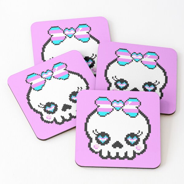Item preview, Pixel Heart Skull (Transgender) designed and sold by Wyrd Witchy Ways.