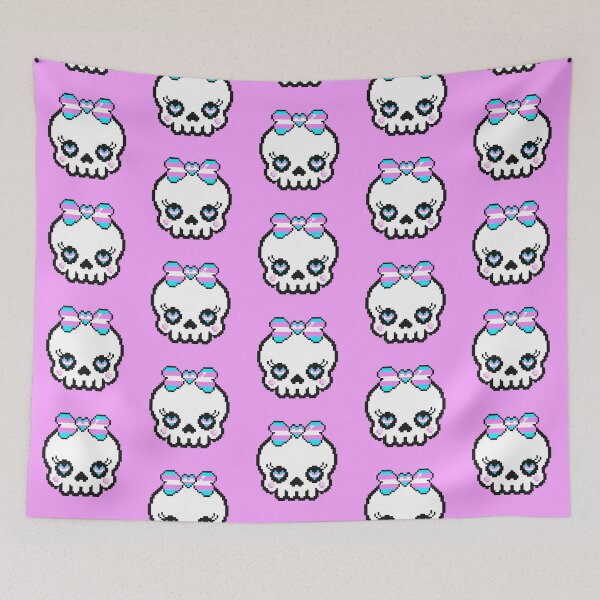 Item preview, Pixel Heart Skull (Transgender) designed and sold by Wyrd Witchy Ways.