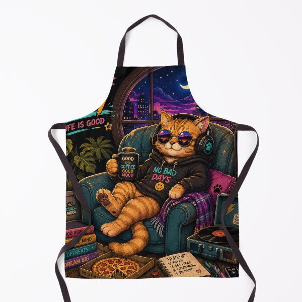 Item preview, Cozy Cat – Good Coffee Good Mood Retro Lofi designed and sold by Molli98.