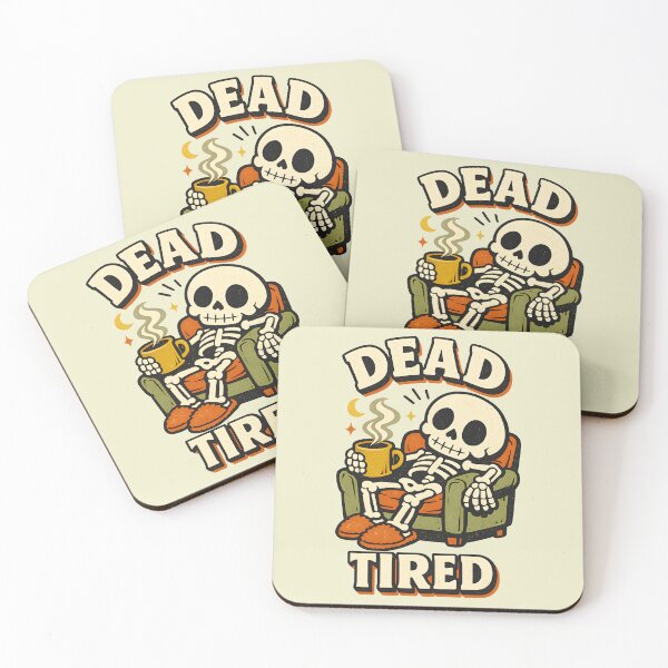 Item preview, Dead Tired Sleepy Skeleton Coffee Halloween Funny Design designed and sold by  MAD's Recreation Studio.