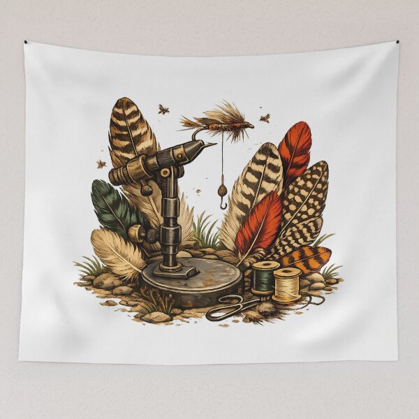 Item preview, Antique vise and fly-tying feathers designed and sold by Daily Quirk.