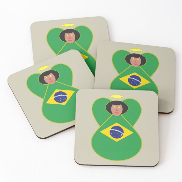 Item preview, Diseño de orgullo nacional con ángel y bandera de Brasil designed and sold by AuntieShoe.