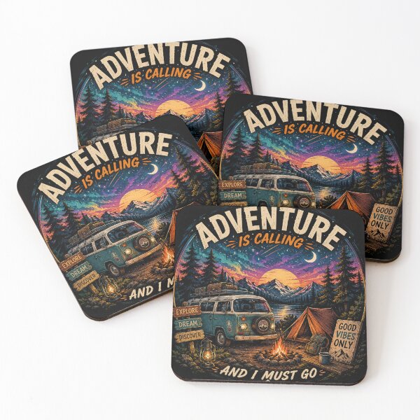 Item preview, Adventure Is Calling – Retro Camping Van Mountain Sunset designed and sold by Molli98.