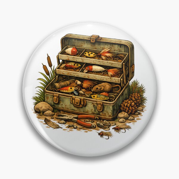 Item preview, Antique fishing tackle box with handmade lures. designed and sold by Daily Quirk.
