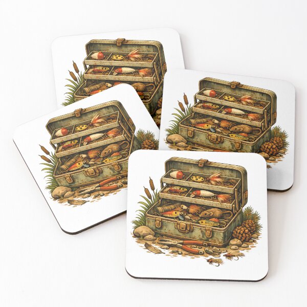 Item preview, Antique fishing tackle box with handmade lures. designed and sold by Daily Quirk.