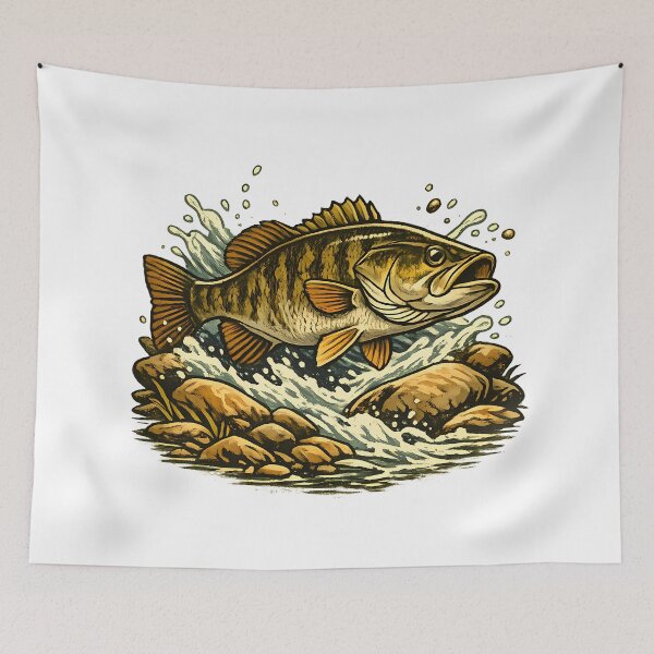 Item preview, Smallmouth bass in the rocky river current. designed and sold by Daily Quirk.